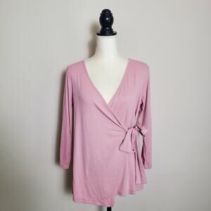 BoBeau Pink Faux Wrap Blouse Medium